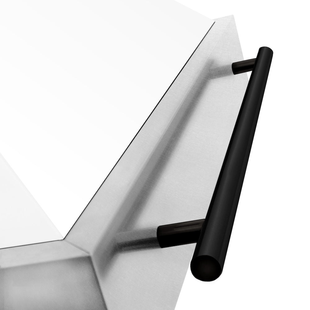 ZLINE Autograph Edition 30 in. Satin Stainless Steel Wall Mount Range Hood with White Matte Shell and Accent Handle (8654SNZ-WM30)