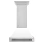 ZLINE Autograph Edition 30 in. Satin Stainless Steel Wall Mount Range Hood with White Matte Shell and Accent Handle (8654SNZ-WM30)