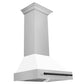 ZLINE Autograph Edition 30 in. Satin Stainless Steel Wall Mount Range Hood with White Matte Shell and Accent Handle (8654SNZ-WM30)
