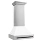 ZLINE Autograph Edition 30 in. Satin Stainless Steel Wall Mount Range Hood with White Matte Shell and Accent Handle (8654SNZ-WM30)