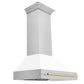 ZLINE Autograph Edition 36 in. Satin Stainless Steel Wall Mount Range Hood with White Matte Shell and Accent Handle (8654SNZ-WM36)