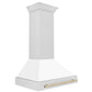 ZLINE Autograph Edition 36 in. Satin Stainless Steel Wall Mount Range Hood with White Matte Shell and Accent Handle (8654SNZ-WM36)