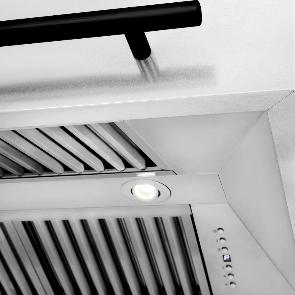 ZLINE Autograph Edition 36 in. Satin Stainless Steel Wall Mount Range Hood with White Matte Shell and Accent Handle (8654SNZ-WM36)