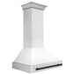 ZLINE Autograph Edition 36 in. Satin Stainless Steel Wall Mount Range Hood with White Matte Shell and Accent Handle (8654SNZ-WM36)