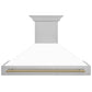 ZLINE Autograph Edition 48 in. Satin Stainless Steel Wall Mount Range Hood with White Matte Shell and Accent Handle (8654SNZ-WM48)