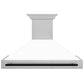 ZLINE Autograph Edition 48 in. Satin Stainless Steel Wall Mount Range Hood with White Matte Shell and Accent Handle (8654SNZ-WM48)
