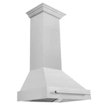ZLINE 30 in. Satin Stainless Steel Wall Mount Range Hood with Colored Shell and Stainless Steel Handle (8654SNX-30)