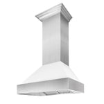 ZLINE Ducted Satin Stainless Steel Wall Mount Range Hood with White Matte Shell and Size Options (8654WM)