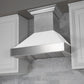 ZLINE Ducted Satin Stainless Steel Wall Mount Range Hood with White Matte Shell and Size Options (8654WM)