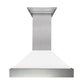ZLINE 36 in. Kitchen Package with Satin Stainless Steel Dual Fuel Range with White Matte Door and Convertible Vent Range Hood (2KP-RASWMRH36)
