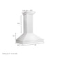 ZLINE Designer Series Wall Mount Range Hood in Satin Stainless Steel with Size Options (8656S) dimensional diagram.