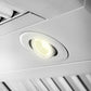 ZLINE Designer Series Wall Mount Range Hood in Satin Stainless Steel with Size Options (8656S) built-in lighting.