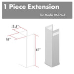 ZLINE 61 in. Satin Stainless Steel Chimney Extension for Ceilings up to 12.5 ft. (8687S-E)
