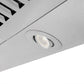 ZLINE Designer Series Satin Stainless Steel Convertible Vent Wall Mount Range Hood with Size Options (8KBS) built-in lighting.