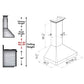 ZLINE Ducted Wall Mount Range Hood in Satin Stainless Steel with Size Options (8KF2S) dimensional diagram.