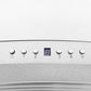 ZLINE Convertible Vent Wall Mount Range Hood in Satin Stainless Steel and Glass with Size Options (8KN4S) control panel with digital display and buttons.