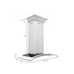 ZLINE Convertible Vent Wall Mount Range Hood in Satin Stainless Steel and Glass with Size Options (8KN4S) dimensional diagram.
