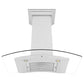 ZLINE Convertible Vent Wall Mount Range Hood in Satin Stainless Steel and Glass with Size Options (8KN4S) front, under.