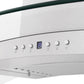 ZLINE Convertible Vent Wall Mount Range Hood in Satin Stainless Steel and Glass with Size Options (8KN4S) control panel with digital display and buttons.