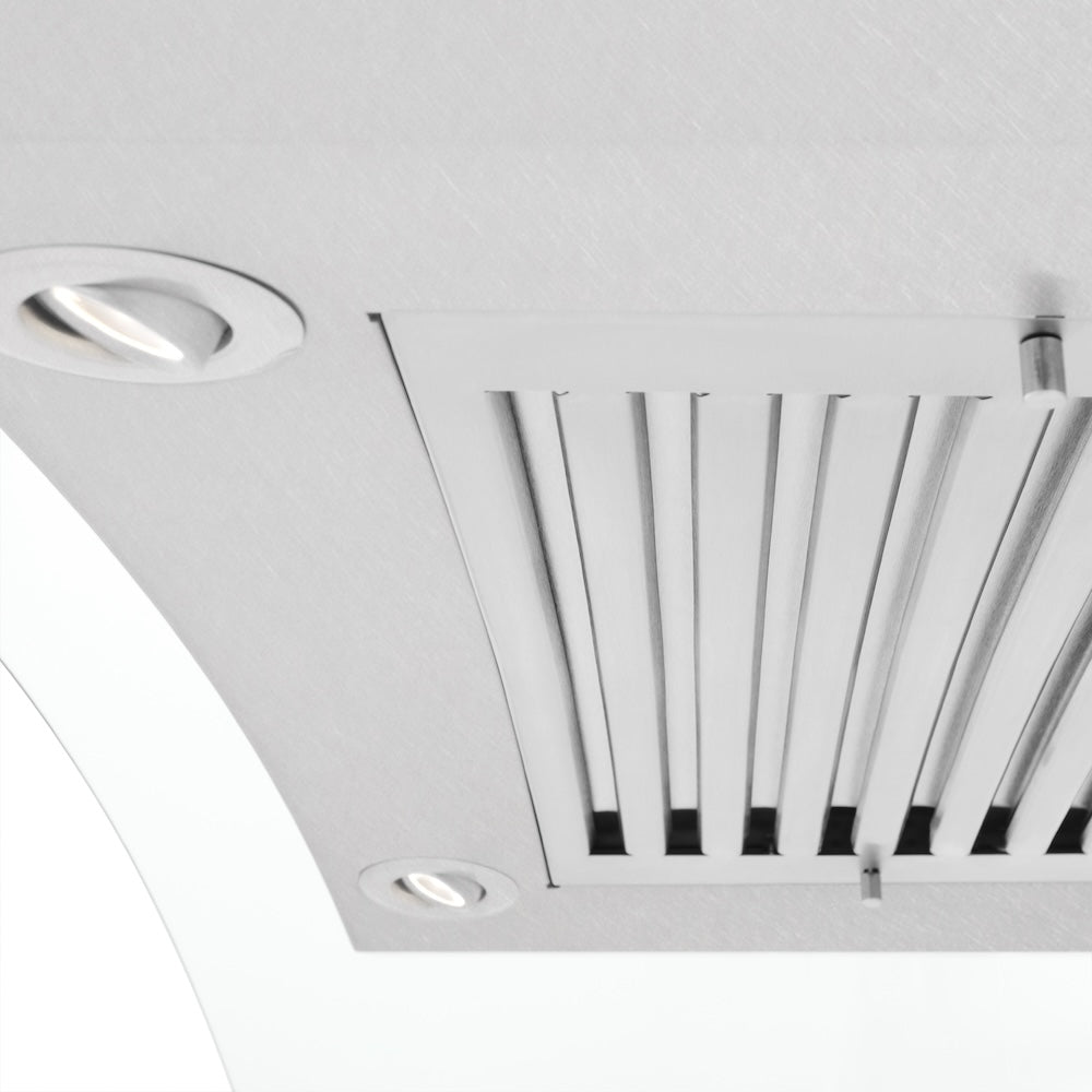 ZLINE Convertible Vent Wall Mount Range Hood in Satin Stainless Steel and Glass with Size Options (8KN4S)