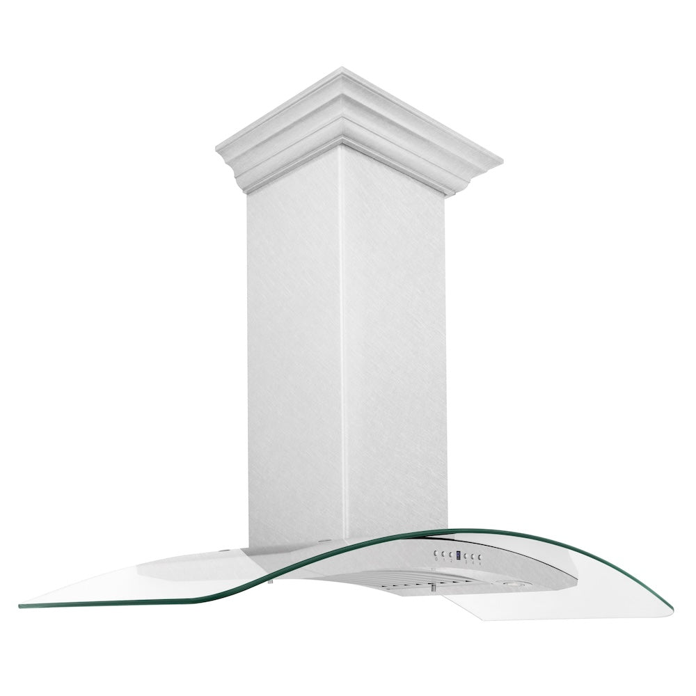 ZLINE Convertible Vent Wall Mount Range Hood in Satin Stainless Steel and Glass with Size Options (8KN4S)