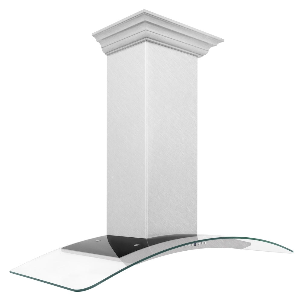 ZLINE Convertible Vent Wall Mount Range Hood in Satin Stainless Steel and Glass with Size Options (8KN4S)
