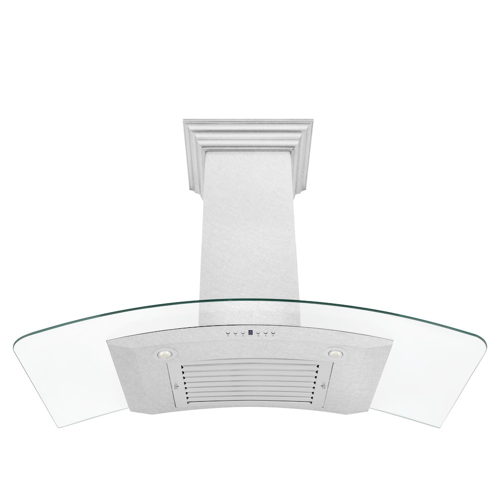 ZLINE Convertible Vent Wall Mount Range Hood in Satin Stainless Steel and Glass with Size Options (8KN4S)