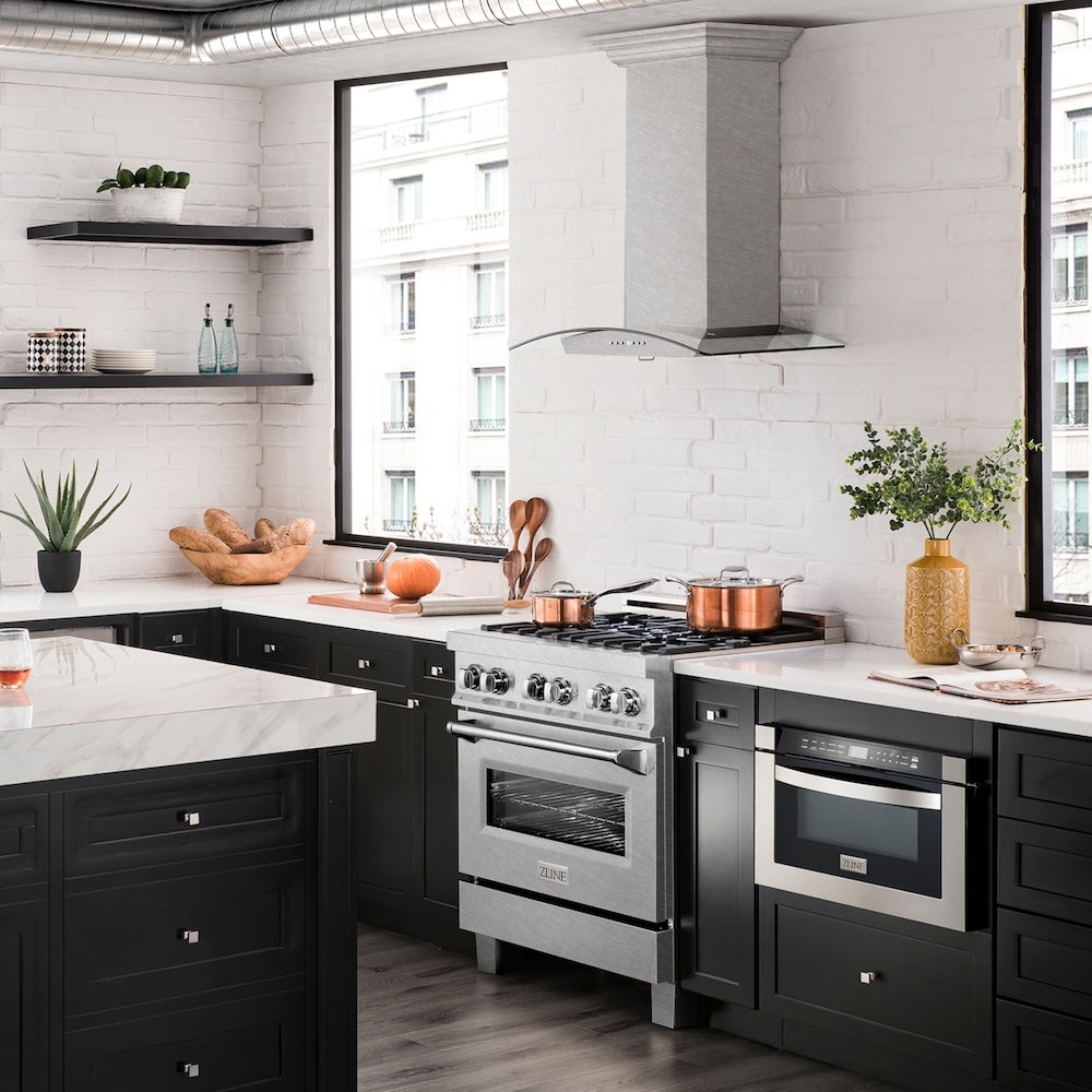 ZLINE Convertible Vent Wall Mount Range Hood in Satin Stainless Steel and Glass with Size Options (8KN4S)