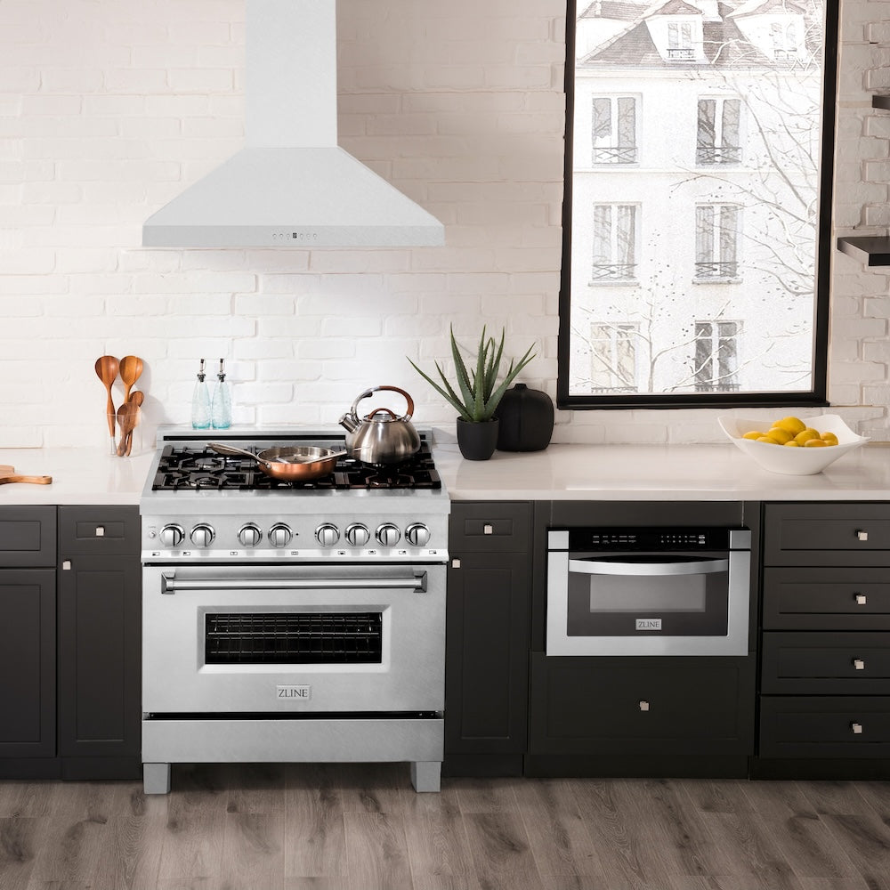 ZLINE Convertible Vent Wall Mount Range Hood in Satin Stainless Steel with Size Options (8KL3S)