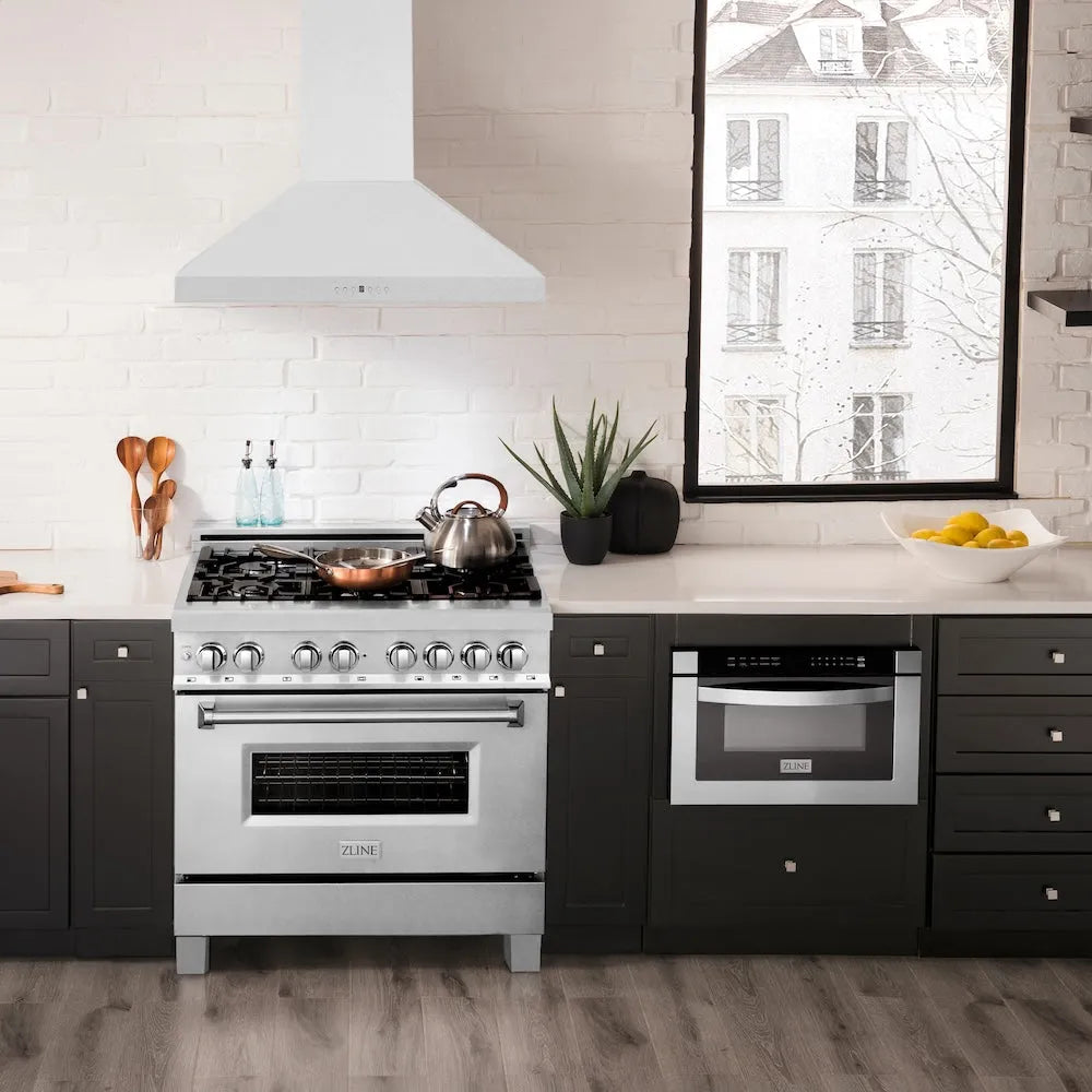 ZLINE Convertible Vent Wall Mount Range Hood in Satin Stainless Steel with Size Options (8KL3S)