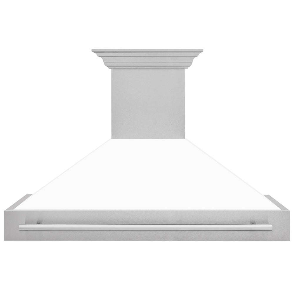 ZLINE 48 in. Satin Stainless Steel Wall Mount Range Hood with Colored Shell and Stainless Steel Handle (8654SNX-48)