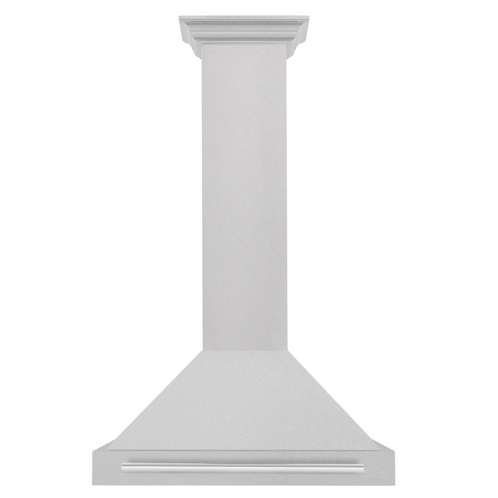 ZLINE 30 in. Convertible Satin Stainless Steel Wall Mount Range Hood with Colored Shell and Stainless Steel Handle (KB4SNX-30)