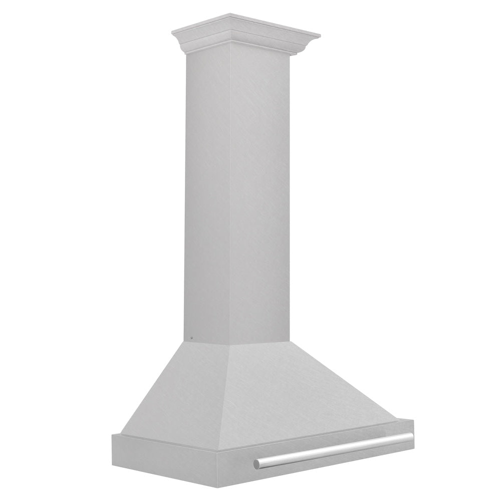 ZLINE 30 in. Convertible Satin Stainless Steel Wall Mount Range Hood with Colored Shell and Stainless Steel Handle (KB4SNX-30)