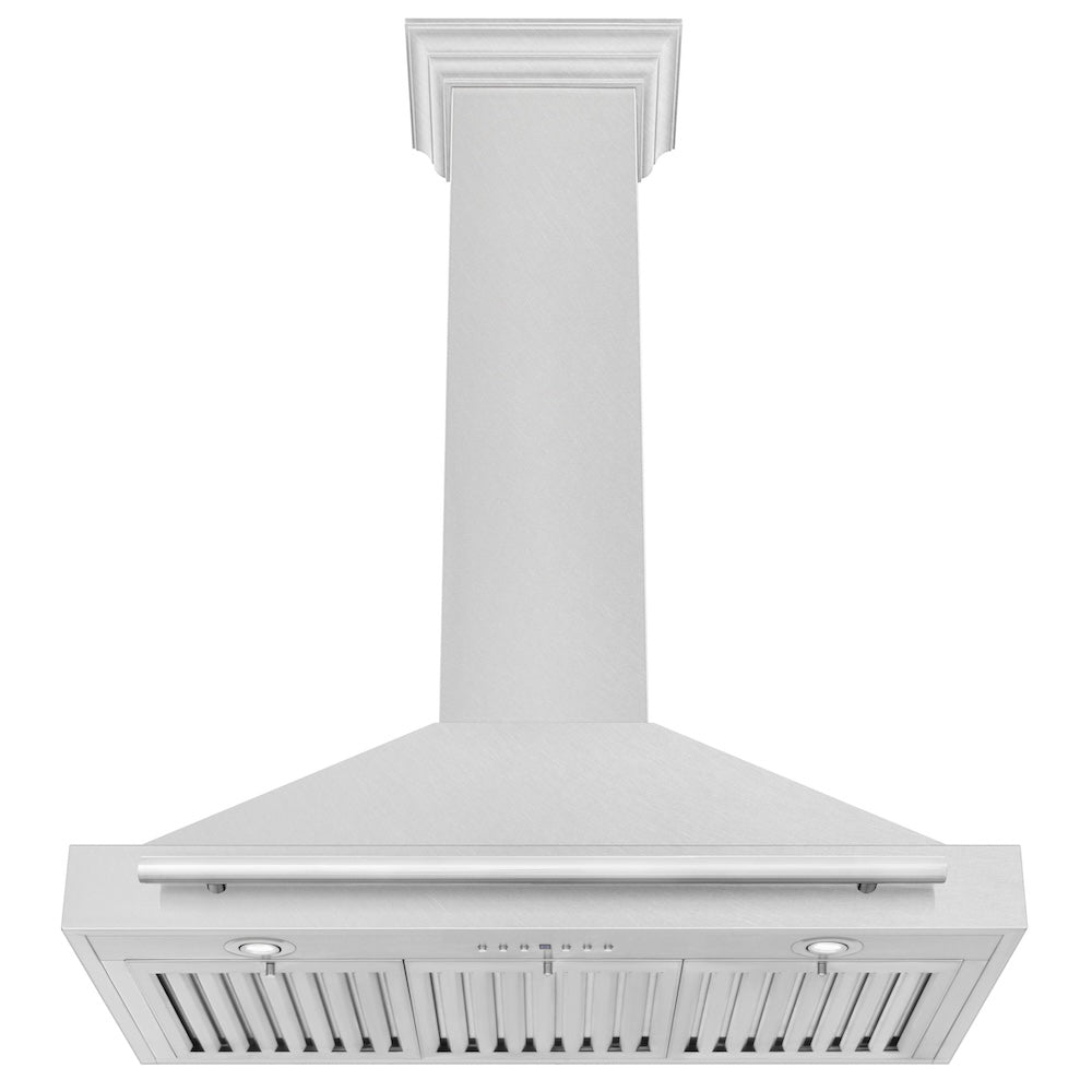 ZLINE 36 in. Convertible Fingerprint Resistant Satin Stainless Steel Range Hood with Colored Shell Options and Stainless Steel Handle (KB4SNX-36)