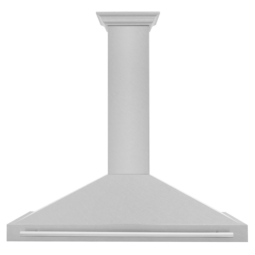 ZLINE 48 in. Convertible Satin Stainless Steel Wall Mount Range Hood with Colored Shell and Stainless Steel Handle (KB4SNX-48)