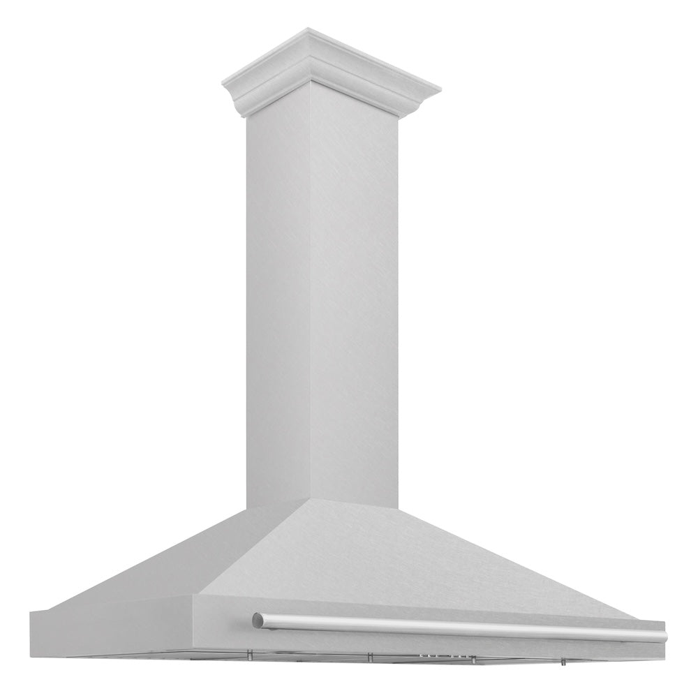 ZLINE 48 in. Convertible Satin Stainless Steel Wall Mount Range Hood with Colored Shell and Stainless Steel Handle (KB4SNX-48) main image.