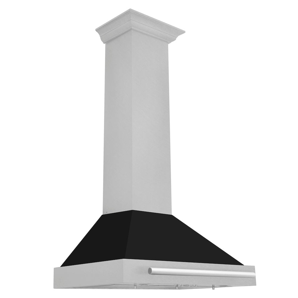 ZLINE 30 in. Convertible Satin Stainless Steel Wall Mount Range Hood with Colored Shell and Stainless Steel Handle (KB4SNX-30)