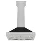 ZLINE 30 in. Convertible Satin Stainless Steel Wall Mount Range Hood with Colored Shell and Stainless Steel Handle (KB4SNX-30)