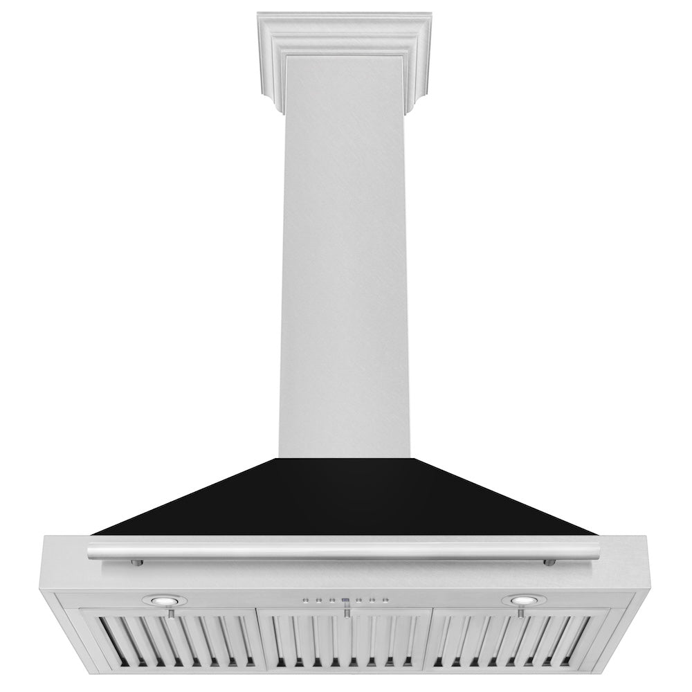 ZLINE 36 in. Convertible Fingerprint Resistant Satin Stainless Steel Range Hood with Colored Shell Options and Stainless Steel Handle (KB4SNX-36)