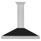 ZLINE 48 in. Convertible Satin Stainless Steel Wall Mount Range Hood with Colored Shell and Stainless Steel Handle (KB4SNX-48)