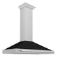 ZLINE 48 in. Convertible Satin Stainless Steel Wall Mount Range Hood with Colored Shell and Stainless Steel Handle (KB4SNX-48)