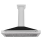 ZLINE 48 in. Convertible Satin Stainless Steel Wall Mount Range Hood with Colored Shell and Stainless Steel Handle (KB4SNX-48)