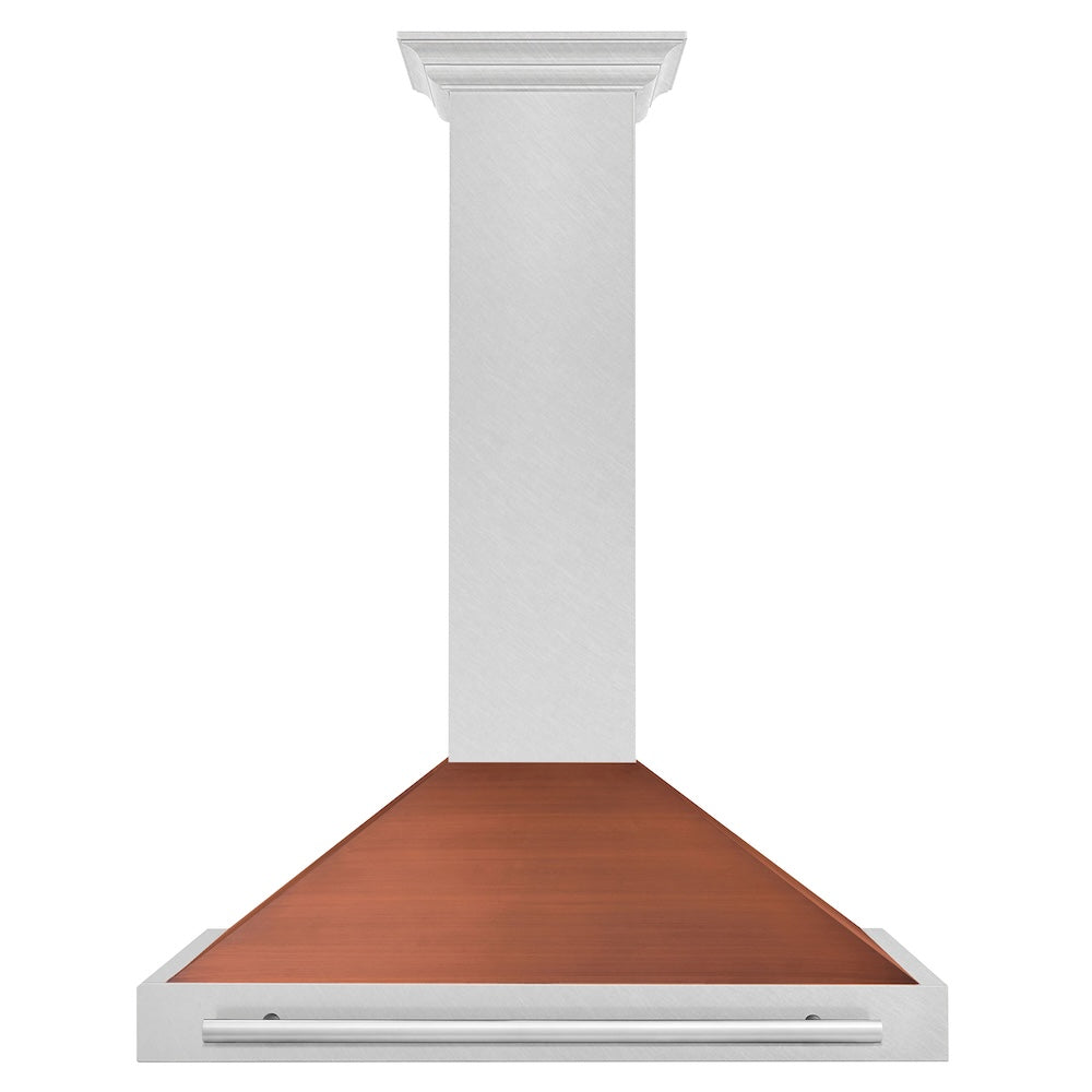 ZLINE Convertible Satin Stainless Steel Wall Mount Range Hood with Copper Shell and Stainless Steel Handle with Size Options (KB4SNX-C)
