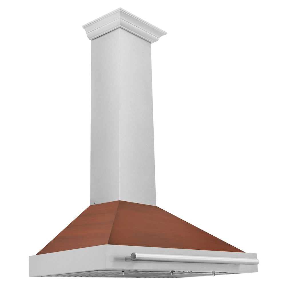 ZLINE Convertible Satin Stainless Steel Wall Mount Range Hood with Copper Shell and Stainless Steel Handle with Size Options (KB4SNX-C)
