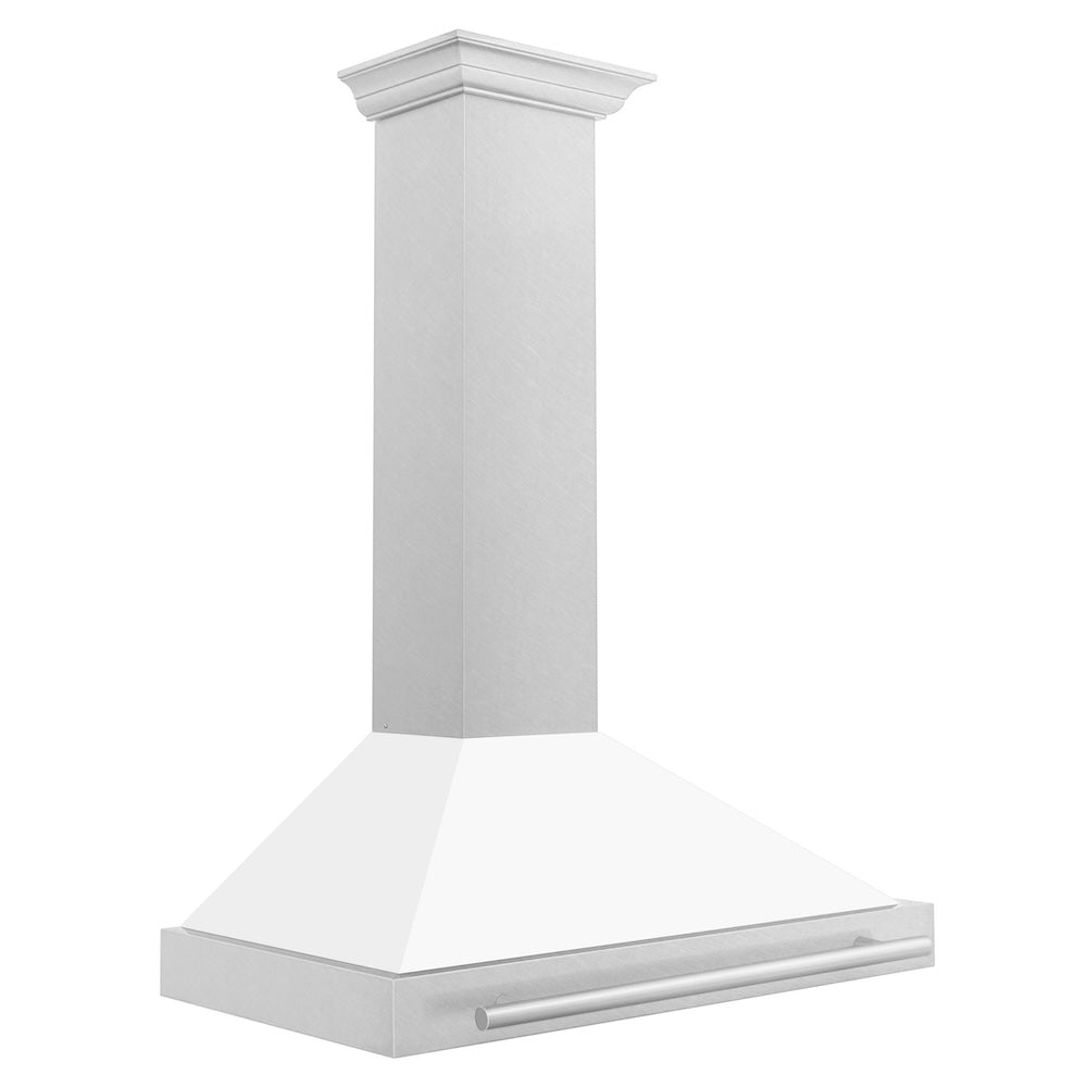 ZLINE 36 in. Convertible Fingerprint Resistant Satin Stainless Steel Range Hood with Colored Shell Options and Stainless Steel Handle (KB4SNX-36)