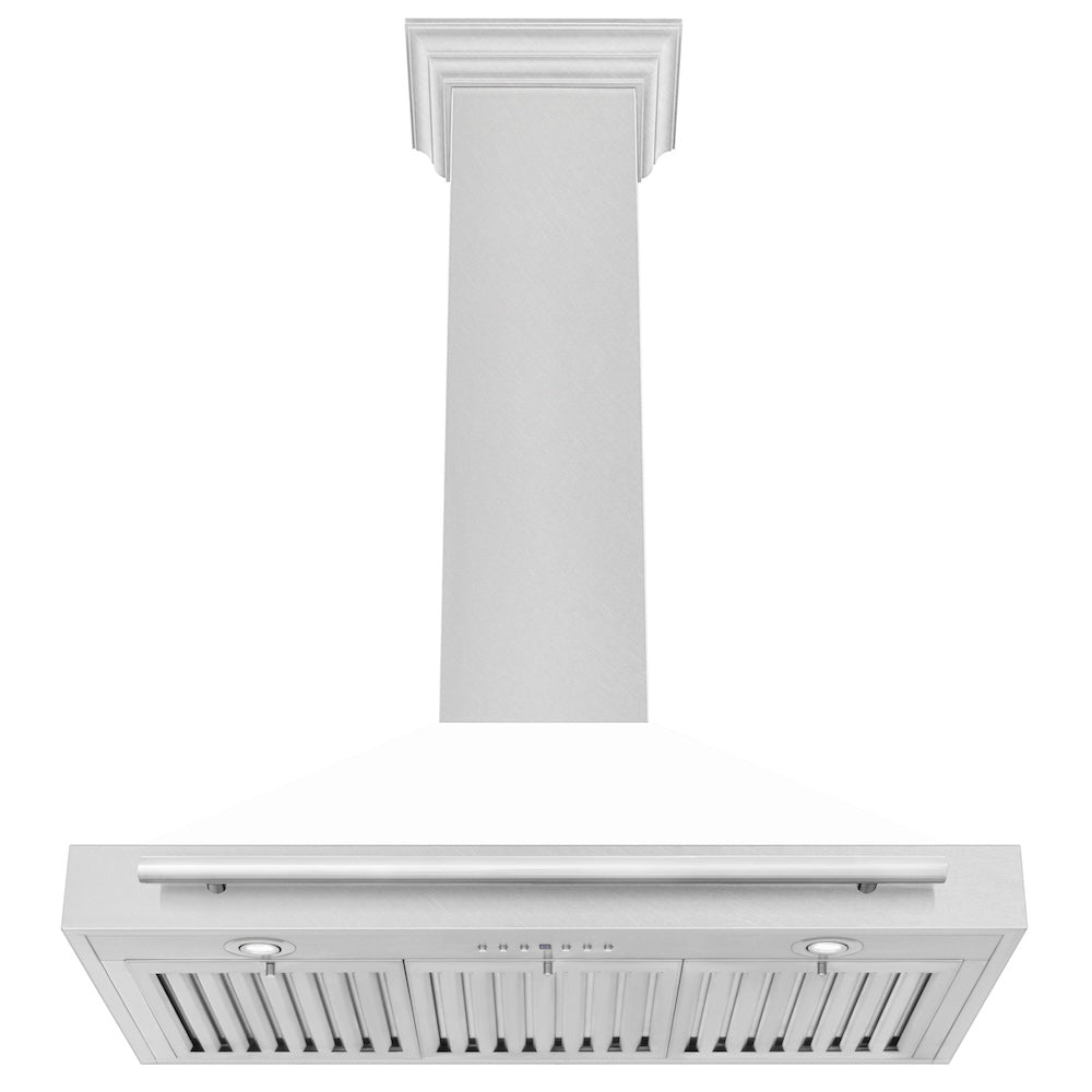 ZLINE 36 in. Convertible Fingerprint Resistant Satin Stainless Steel Range Hood with Colored Shell Options and Stainless Steel Handle (KB4SNX-36)