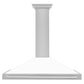 ZLINE 48 in. Convertible Satin Stainless Steel Wall Mount Range Hood with Colored Shell and Stainless Steel Handle (KB4SNX-48)