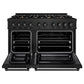 ZLINE 48 in. 6.7 cu. ft. Select Double Oven Dual Fuel Range in Black Stainless Steel with 8 Brass Burners, Open Box-Great Condition