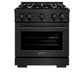 ZLINE 30 in. 4.2 cu. ft. Select Gas Range with Convection Gas Oven in Black Stainless Steel with 4 Brass Burners, Open Box-Great Condition