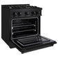 ZLINE 30 in. 4.2 cu. ft. Select Gas Range with Convection Gas Oven in Black Stainless Steel with 4 Brass Burners, Open Box-Great Condition